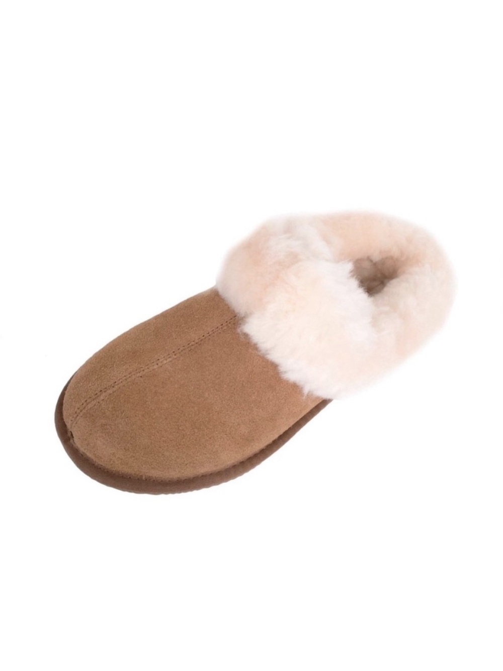 UGG Tan Fuzzy Fur Ultimate Comfort Slip On Slippers House Shoes